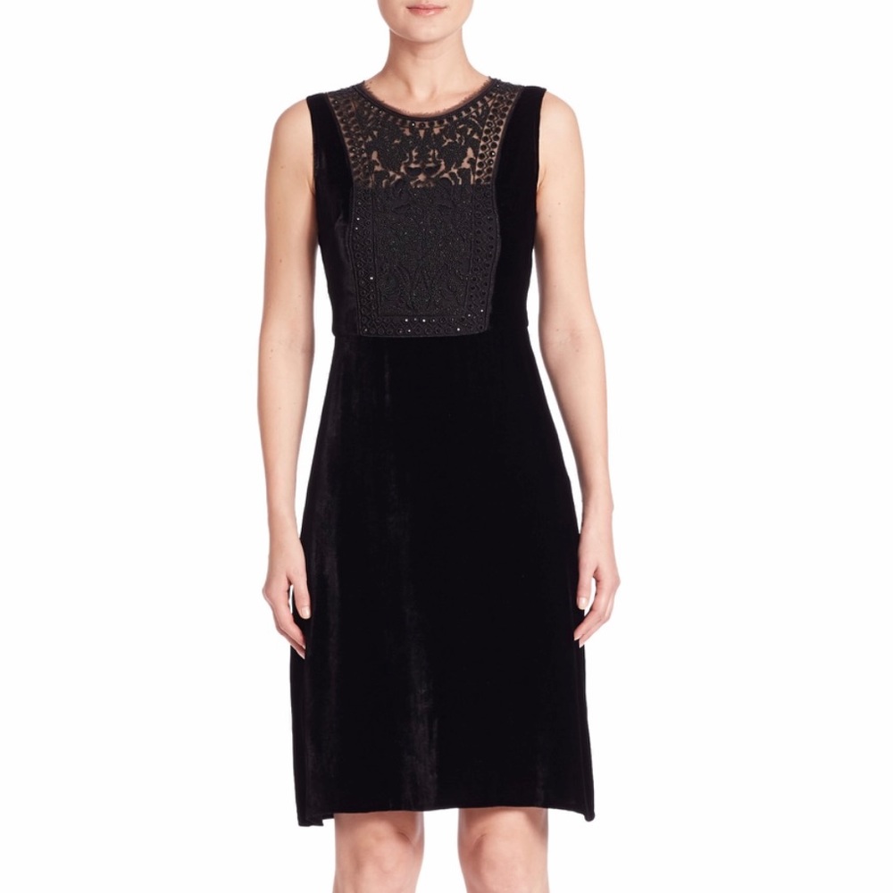 Elie Tahari black velvet dress